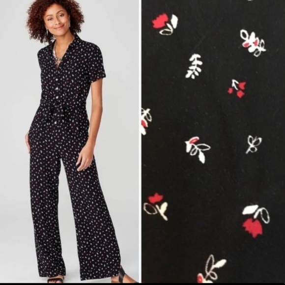 J. Jill Pants - J Jill Floral Jumpsuit size “L” New with tags. 100% Rayon.
